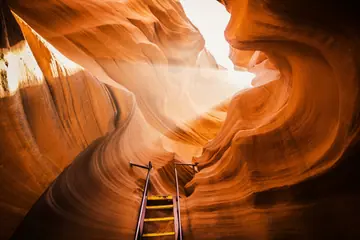 Sculpted sandstone walls inside Lower Antelope Canyon